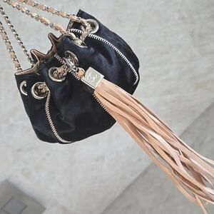 CHANEL Mini sac drawstring black and peach